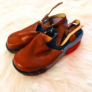 Vintage Y2K OP wedge clog shoes